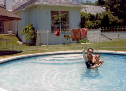 Julia and Kate in the pool at Inanda Julia and Kate