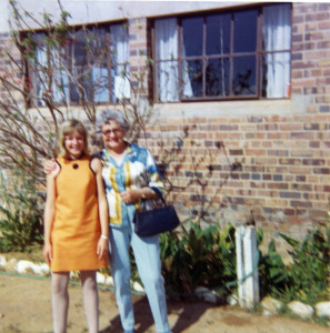 Mally with Granny Jones at George Airport Mally with Gran