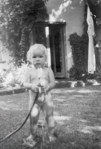 Mally playing with hose Mally