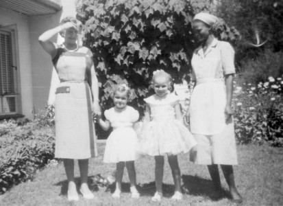 Nan Jones with Julia and Mally going to a party Nan, Julia & Mally