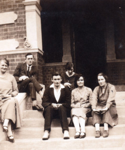 Gwilym (top left) and his brother, Idris, on the steps of Allenbank, the family home in Cape Town. (Mally's cousin.) Gwilym & Idris Jones